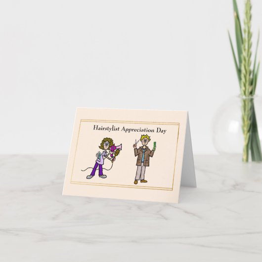 Haarstylist Appreciation Day Card Male & Vrouw Kaart (Voorkant)