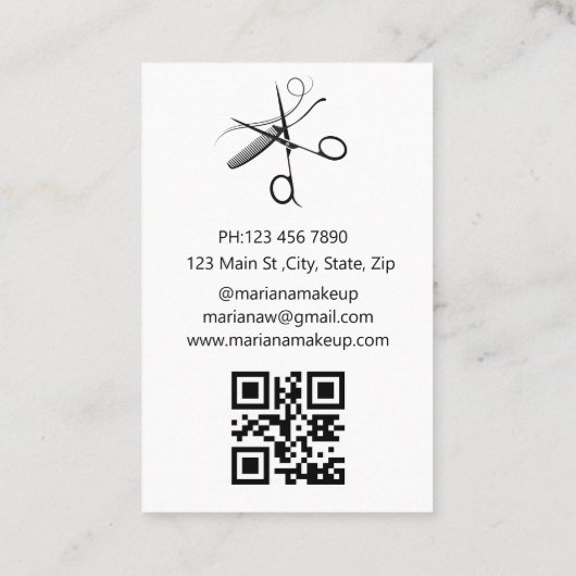 Haarstylist Arch Photo QR Code Minimalist Modern Visitekaartje (Achterkant)