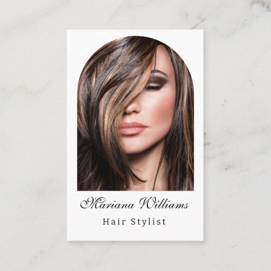 Haarstylist Arch Photo QR Code Minimalist Modern Visitekaartje (Voorkant)