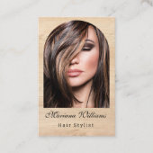 Haarstylist Arch Photo QR Code Minimalistisch Hout Visitekaartje (Voorkant)