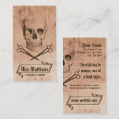 haarstylist barber schedel punk vintage visitekaartje (Voorkant / Achterkant)