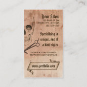 haarstylist barber schedel punk vintage visitekaartje (Achterkant)