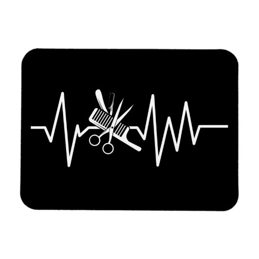 Haarstylist - Barber Scissors Comb Heartbeat Magne Magneet (Horizontaal)