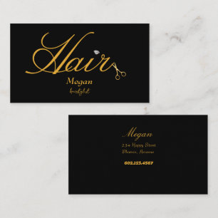 Haarstylist Black & Gold Scissors Elegant Visitekaartje