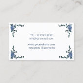 Haarstylist  Blauwe Floral Blow Dryer Salon Visitekaartje (Achterkant)