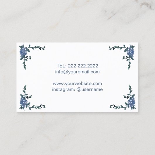 Haarstylist  Blauwe Floral Blow Dryer Salon Visitekaartje (Achterkant)