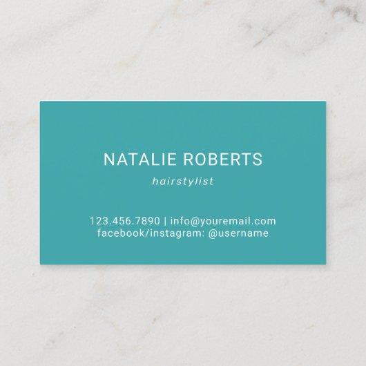 Haarstylist Blauwgroen Feather Gold Scissor Blush Visitekaartje (Achterkant)