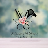 Haarstylist bloemenschaar moderne schoonheidssalon acryl bord (Neutraal)