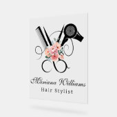 Haarstylist bloemenschaar moderne schoonheidssalon acryl bord (Hoek)