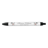 Haarstylist bloemenschaar schoonheidssalon trendy zwarte inkt pen (Voorkant)