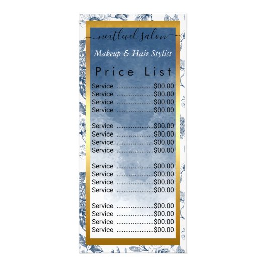 Haarstylist  Blue Floral Salon Reclamekaart (Voorkant)