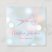 haarstylist bokeh vierkante visitekaartje (Voorkant)