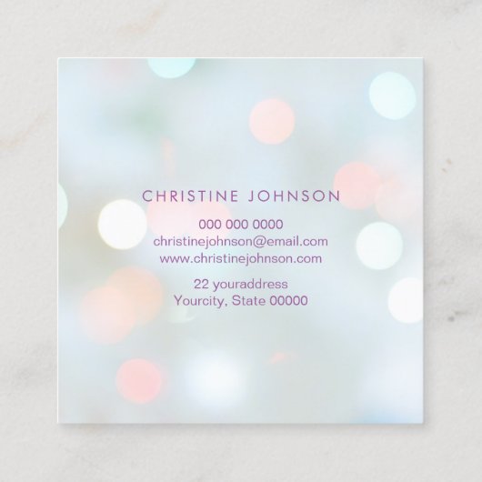 haarstylist bokeh vierkante visitekaartje (Achterkant)