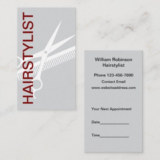 Haarstylist Bold Modern Afspraakkaarten Visitekaartje (Voorkant / Achterkant)