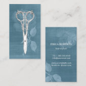 Haarstylist  botanische schaar Stusty Blue Visitekaartje (Voorkant / Achterkant)