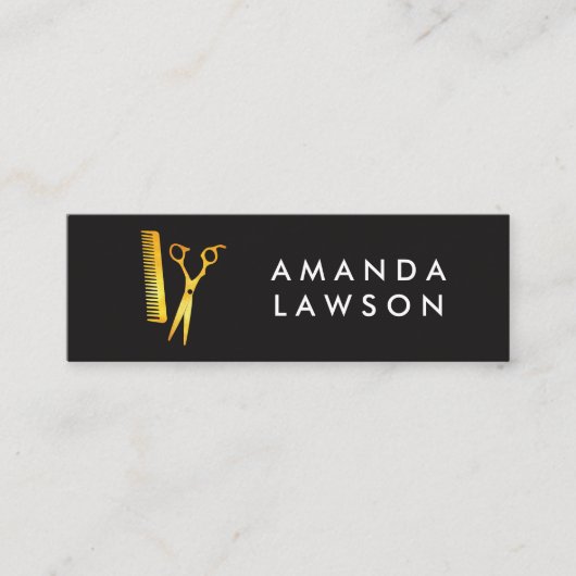Haarstylist Chic Shears en Comb Golden Mini Visitekaartje (Voorkant)