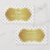 Haarstylist - Chic White Gold Glitter Polka Dots Visitekaartje (Voorkant / Achterkant)