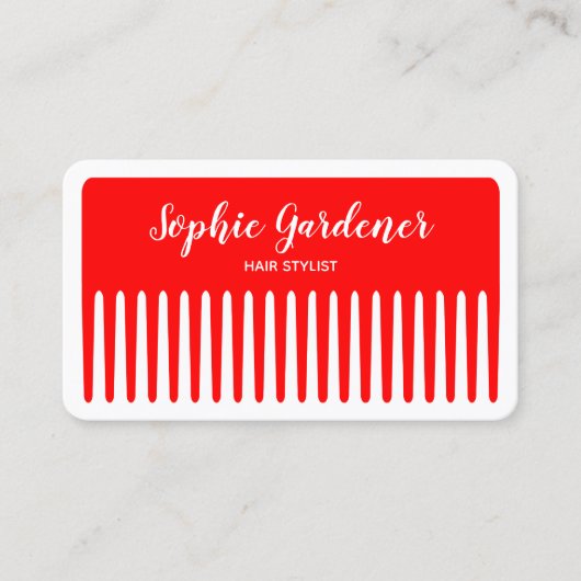 Haarstylist - Comb - #FF0000 (rood) Visitekaartje (Voorkant)