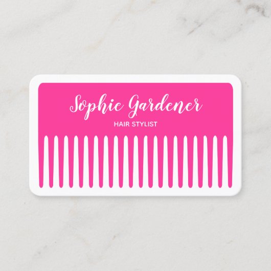 Haarstylist - Comb - #FF3399 (Hot Pink) Visitekaartje (Voorkant)