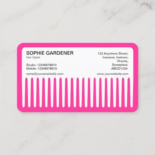 Haarstylist - Comb - #FF3399 (Hot Pink) Visitekaartje (Achterkant)