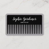 Haarstylist - Comb - zwart en wit (grijs) Visitekaartje (Voorkant)