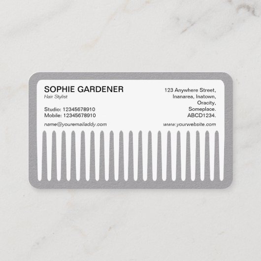 Haarstylist - Comb - zwart en wit (grijs) Visitekaartje (Achterkant)