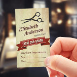 Haarstylist - Creative Retro Appointcard Afsprakenkaartje<br><div class="desc">Deze Haar Stylist-kaart voor de Logo Retro Appointment is de perfecte keuze voor haarstylists die afspraken met hun klanten op een unieke en leuke manier willen plannen. De gedurfde schaar- en retrokleurenregeling geeft een gevoel van persoonlijkheid en flair aan uw afspraken, terwijl de hoogwaardige kartonnen voorraad een professioneel uiterlijk en...</div>