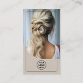 Haarstylist Custom Logo Photo QR Code Beige Visitekaartje (Voorkant)