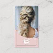 Haarstylist Custom Logo Photo QR Code Roze Visitekaartje (Voorkant)