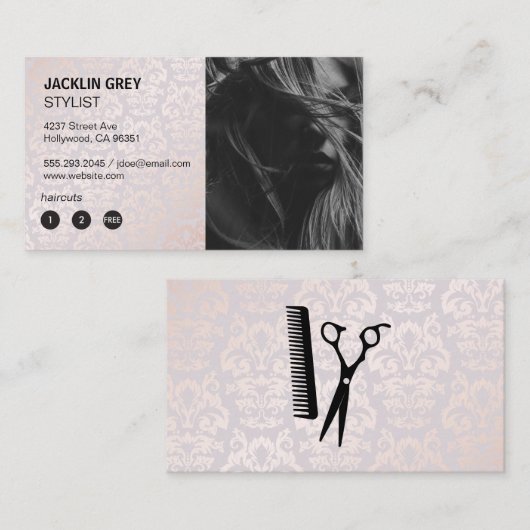 Haarstylist | Damask chique patroon Klantenkaartje (Voorkant / Achterkant)