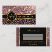 Haarstylist Dusty Roos Gold Glitter Benoeming Afsprakenkaartje (Voorkant / Achterkant)