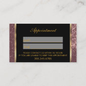 Haarstylist Dusty Roos Gold Glitter Benoeming Afsprakenkaartje (Achterkant)