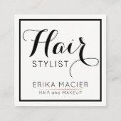 haarstylist, eenvoudig, wit en helder vierkante visitekaartje (Voorkant)