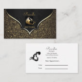 Haarstylist Elegant Black & Gold Design Visitekaartje (Voorkant / Achterkant)
