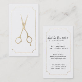 Haarstylist elegant faux gouden schaar witte schaa visitekaartje