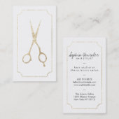 Haarstylist elegant faux gouden schaar witte schaa visitekaartje (Voorkant / Achterkant)