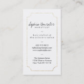 Haarstylist elegant faux gouden schaar witte schaa visitekaartje (Achterkant)