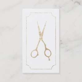 Haarstylist elegant faux gouden schaar witte schaa visitekaartje