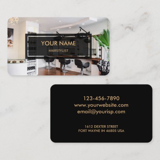 Haarstylist (Elegant Photo Overlay) Visitekaartje (Voorkant / Achterkant)