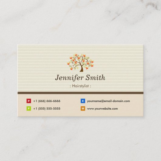 Haarstylist - Elegant Tree-symbool Visitekaartje (Voorkant)