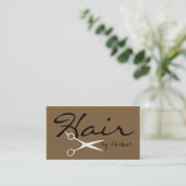 Haarstylist Elegante Coyote Bruine Achtergrond Visitekaartje (Staand voorkant)