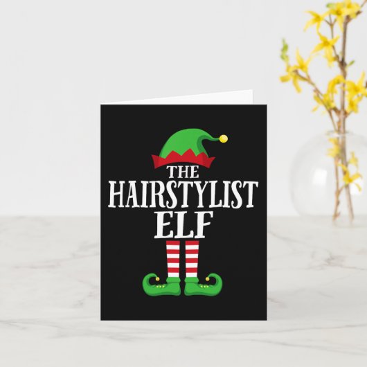 Haarstylist Elf Matching Family Group KerstPa Kaart (Gele Bloem)