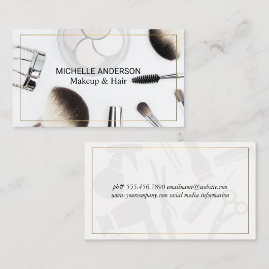 Haarstylist en make-up artist visitekaartje (Voorkant / Achterkant)