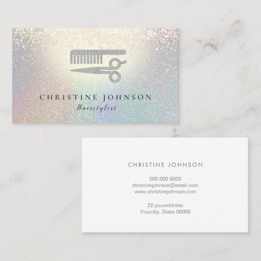 Haarstylist faux glitter textuur visitekaartje (Voorkant / Achterkant)