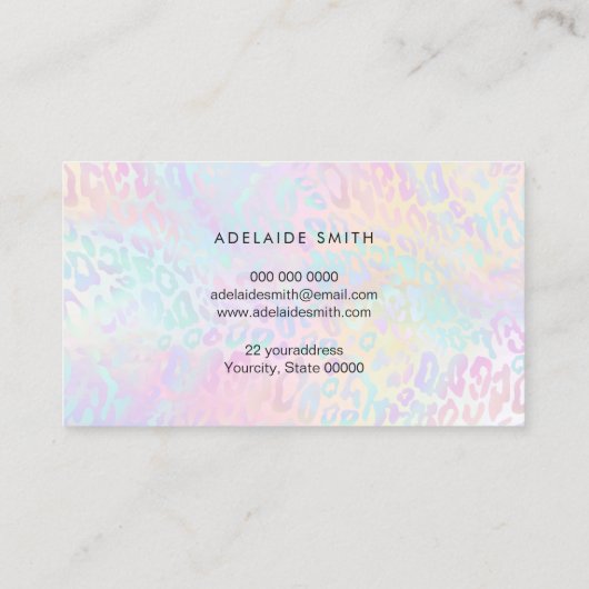 haarstylist FAUX holografische leopspier Visitekaartje (Achterkant)