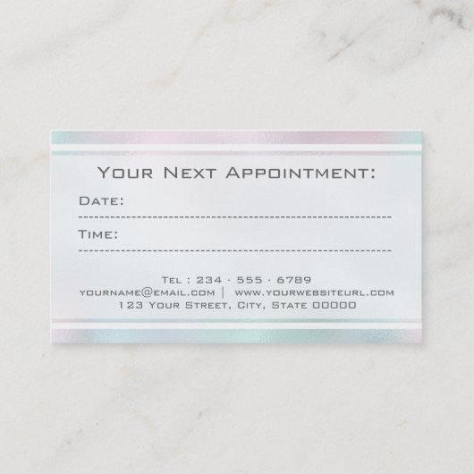 Haarstylist faux iriserende afspraakkaart afsprakenkaartje (Achterkant)