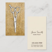 Haarstylist  gebrande papierschaar, klasse visitekaartje (Voorkant / Achterkant)