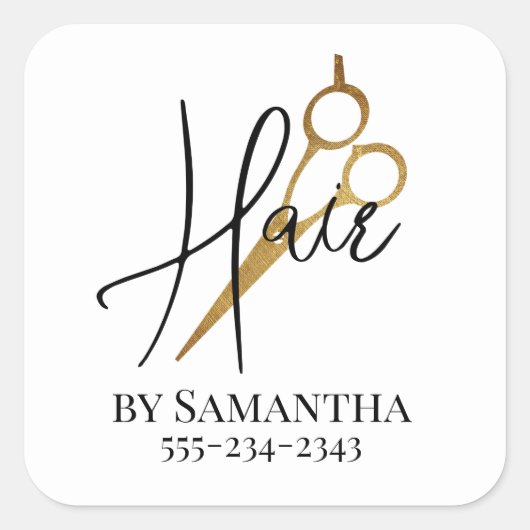 Haarstylist Gepersonaliseerde kapsalon Vierkante Sticker (Voorkant)