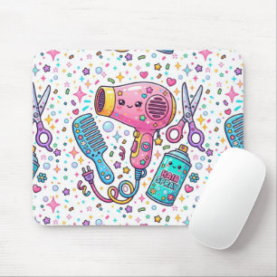 Haarstylist-gereedschap in Kawaii-kunststijl Muismat