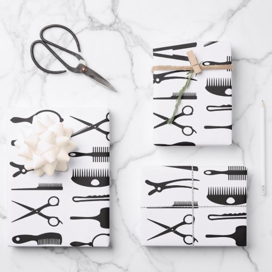 Haarstylist gereedschapspatroon inpakpapier vel (Voorkant)